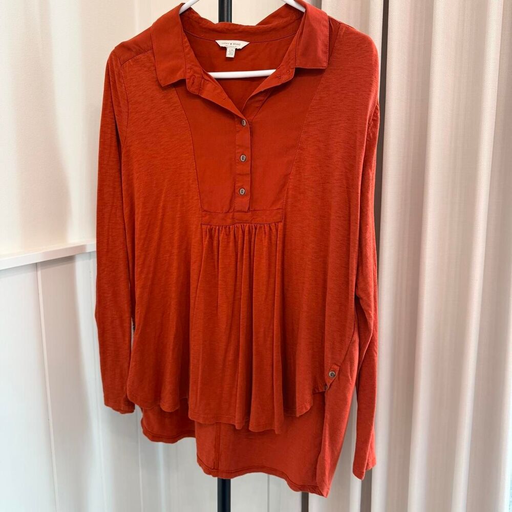 Tunic Top Large Boho Long Sleeve Henley Blouse